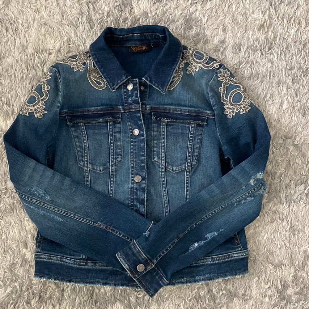 Denim Crush embroidered jacket.